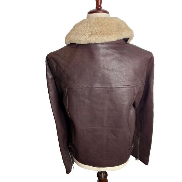 Madewell $625 Sherpa-Collar Asymmetric Zip-Front Jacket in Leather Size S NS382 - Picture 8 of 14